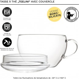 Théière en verre borosilicaté Creano avec couvercle (fait main