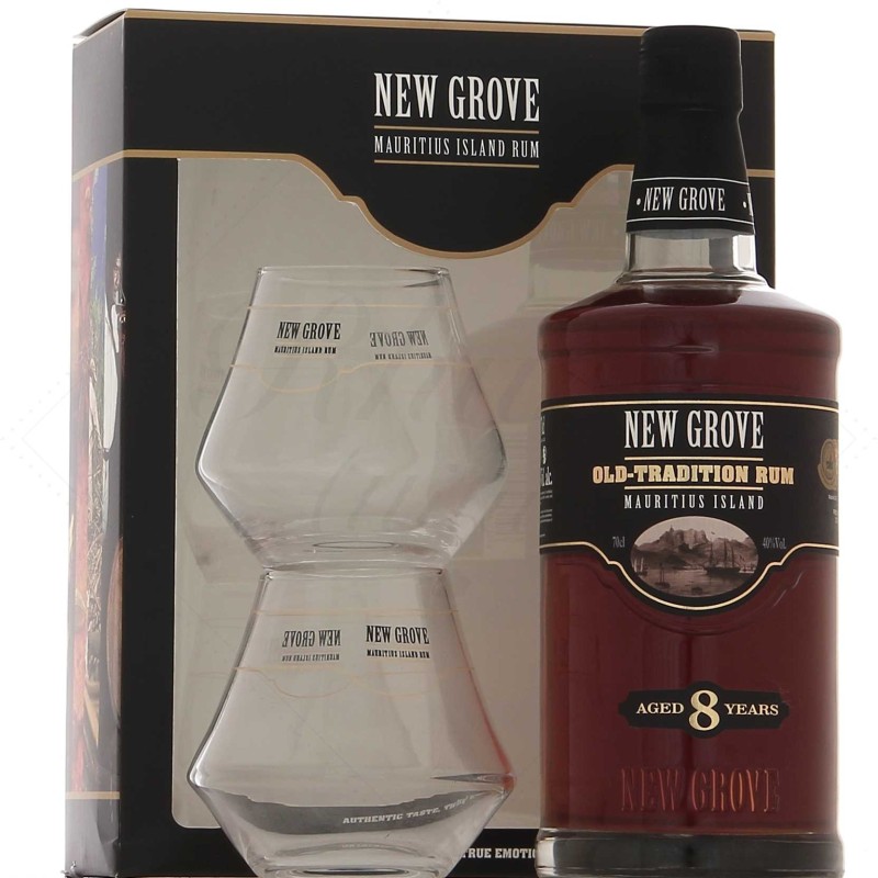 NEW GROVES 8 ANS OLD TRADITION Coffret + 2 Verres