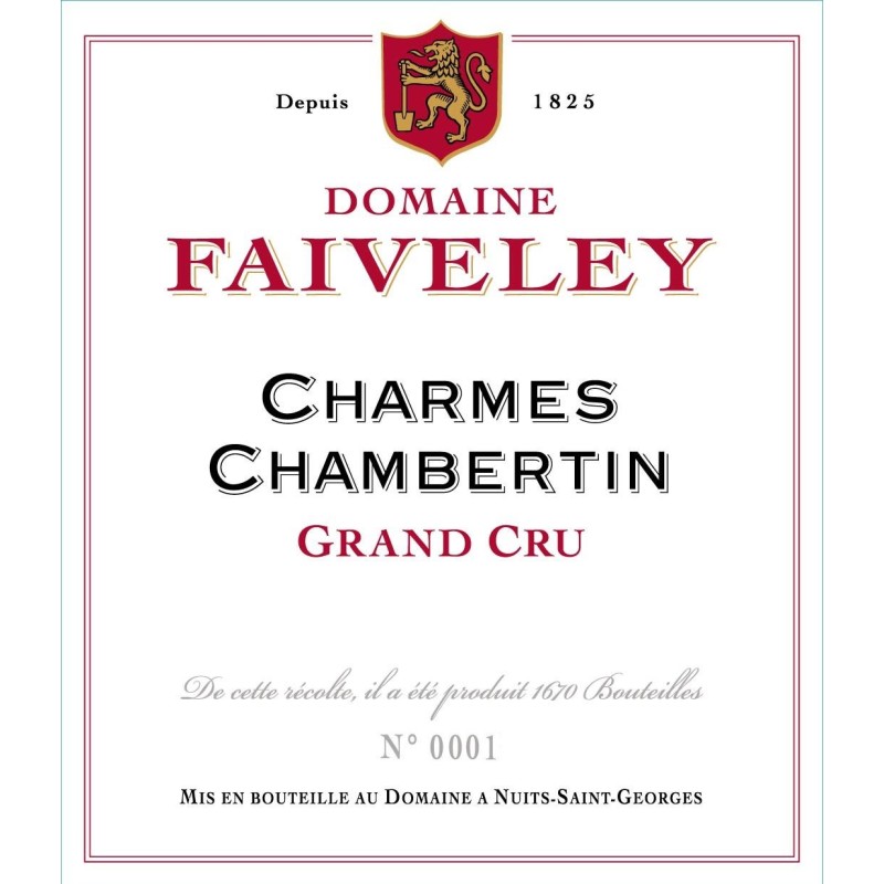 CHARMES CHAMBERTIN Grand Cru 2012 D. FAIV. _ BOURGOGNE 75CL