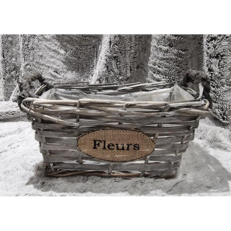 PANIER RECTANGULAIRE 2 ANS CORDE "FLEURS"