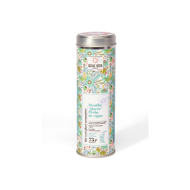 THE VERT GLACE MENTHE-PECHE DE VIGNE _ Boite Ronde 75gr QS