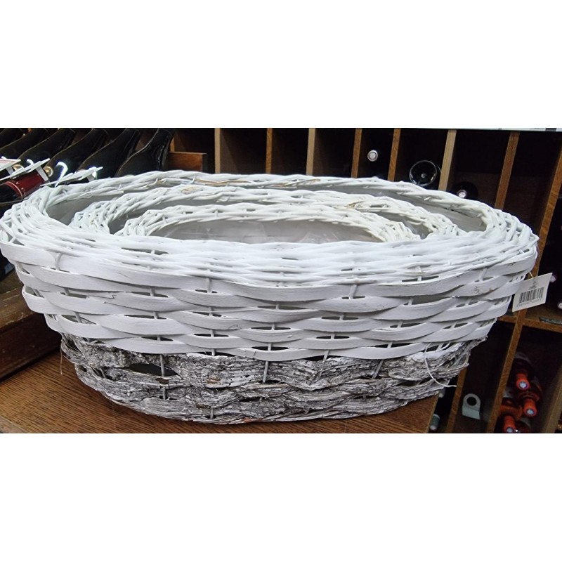 PANIER OSIER GRIS BLANC OVAL  PM