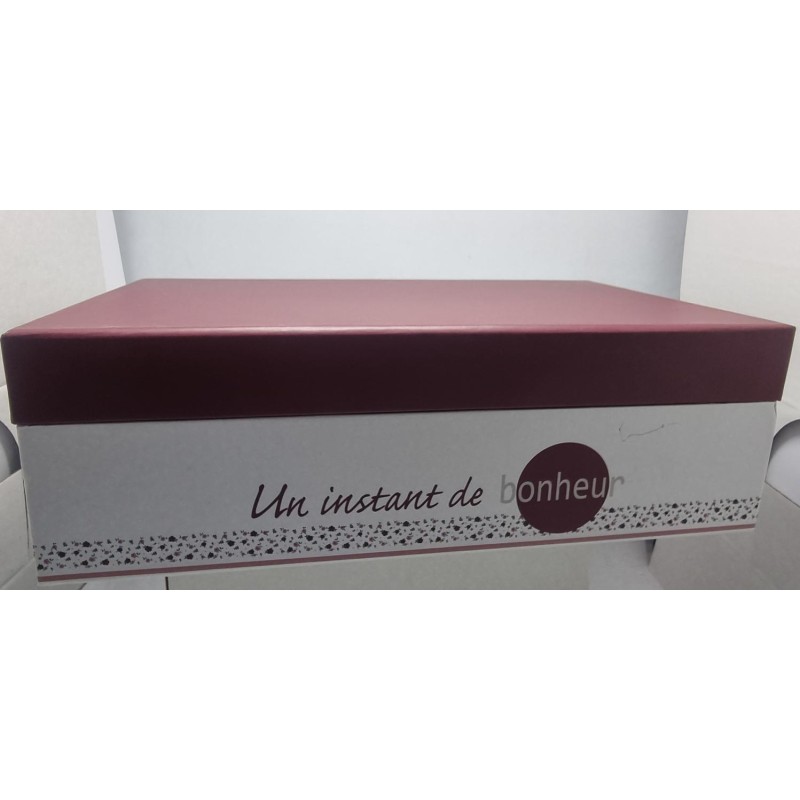 COFFRET rectangulaire "Instant de bonheur " blanc/bordeau