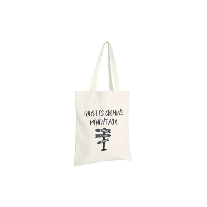 Sac Tote Bag 100% Coton "Tous les chemins mènent..."