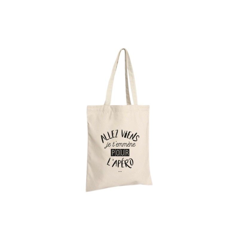 Sac Tote Bag 100% Coton "Allez viens je t'emmène pour ... "