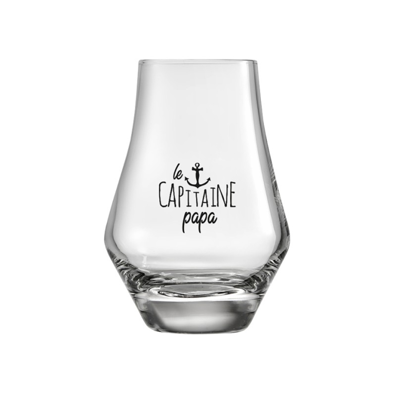 VERRE à Whisky Dylan 18cl décoré noir  "Le Capitaine Papa"