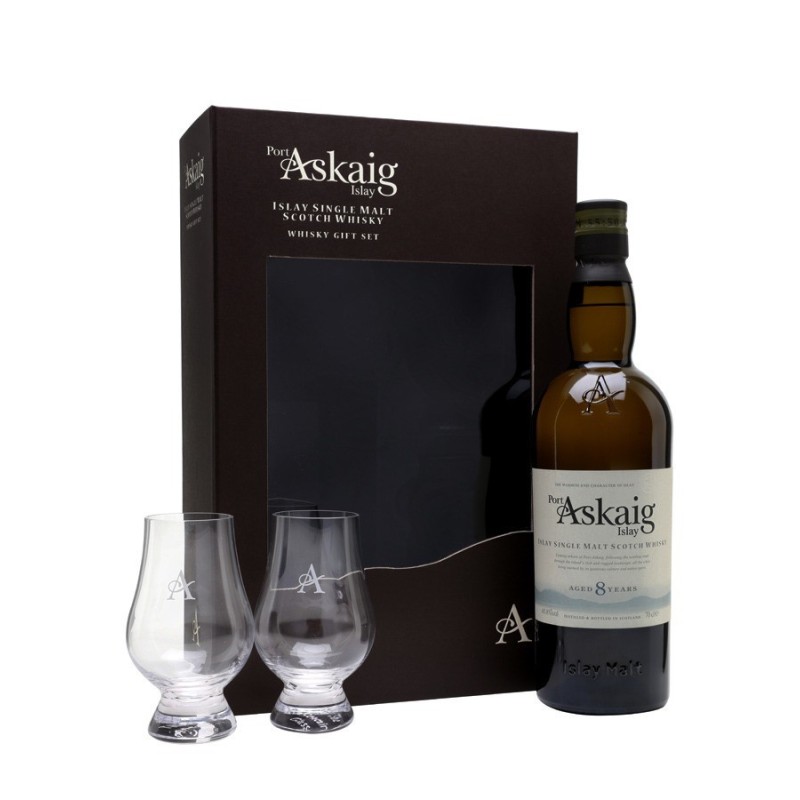 PORT ASKAIG 8 ANS  70CL 46° COFFRET +2V