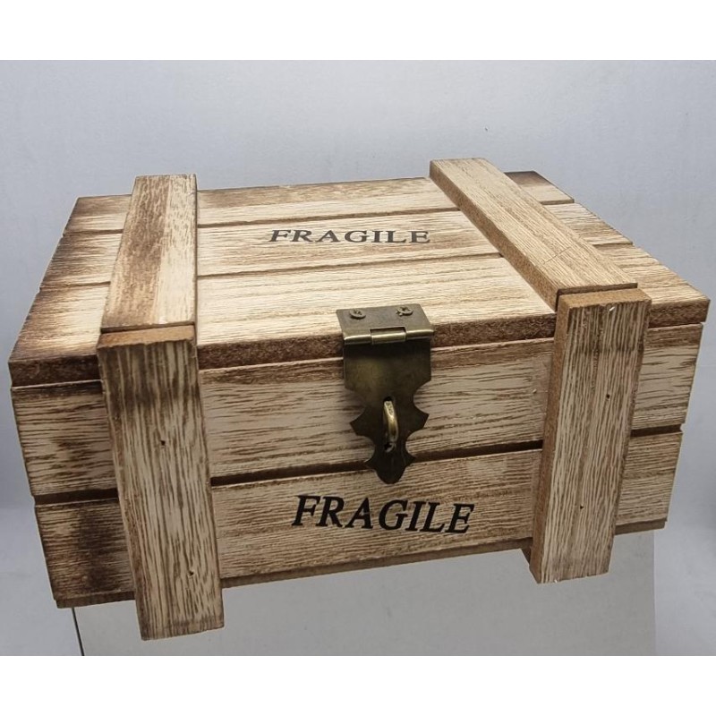 COFFRET BOIS "Haut Bas Fragile"16x11xH8