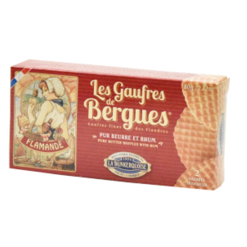 GAUFRES de BERGUES Pur Beurre et Rhum 80GR