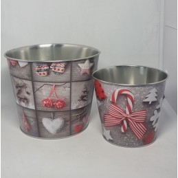 POT ROND ZINC XMAS D13