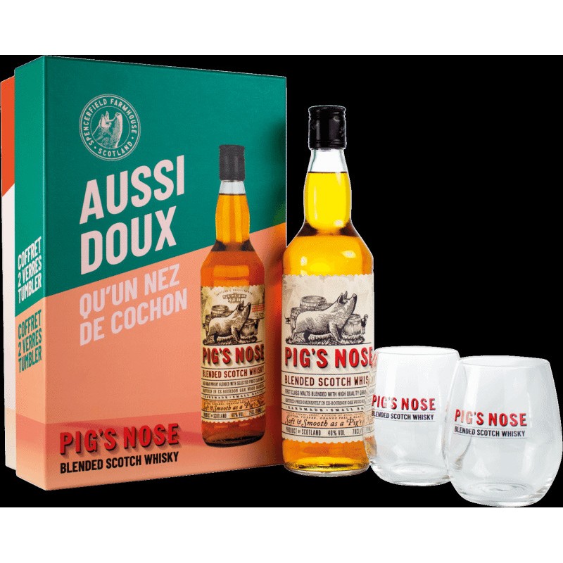 PIG'S NOSE  70CL  40° COFFRET 2 VERRES