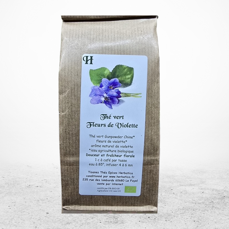 THES HERBATICA Thé vert Fleurs de Violette Sachet Vrac 80gr