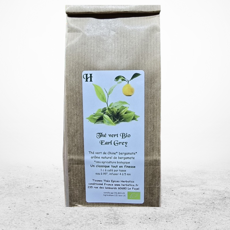 THES HERBATICA Thé Vert Earl Grey Sachet Vrac 80gr