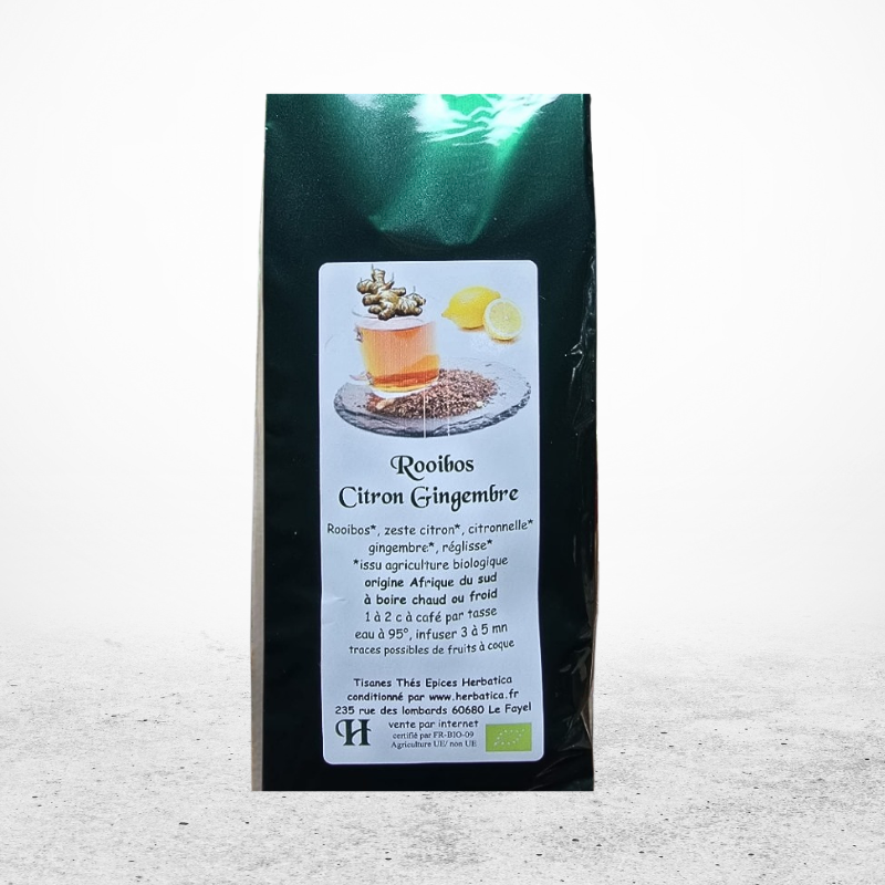 THES HERBATICA Rooibos Citron Gingembre BIO Sachet 80gr