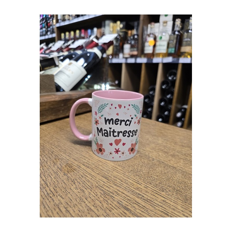 MUG "MERCI MAITRESSE" Rose - fleurs- coeur