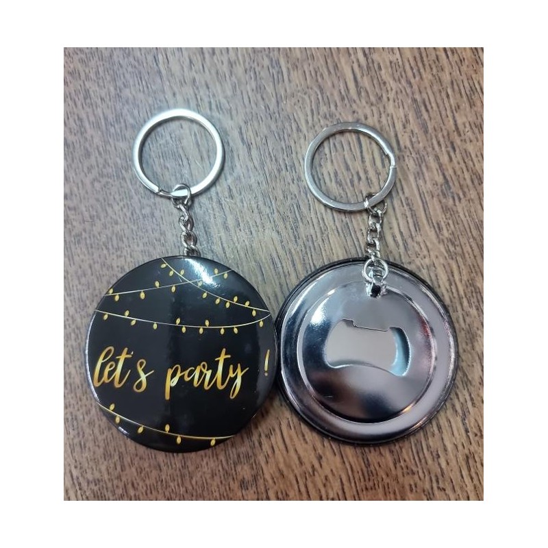 PORTE CLEF / DECAPSULEUR "Let's Party" Noir D6cm