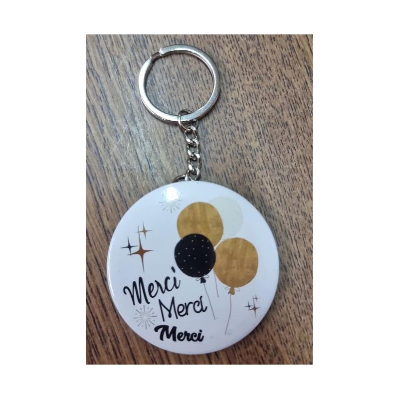 PORTE CLEF / MIROIR "Merci" Ballons D6cm