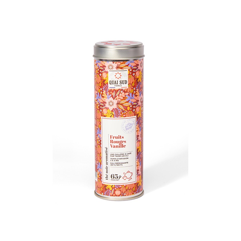 THE NOIR FRUITS ROUGES - VANILLE _ Boite Ronde 75gr QUAI SUD