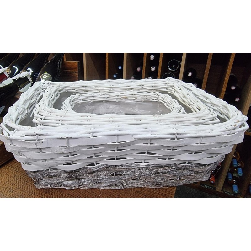 PANIER OSIER GRIS BLANC RECTANGULAIRE PM