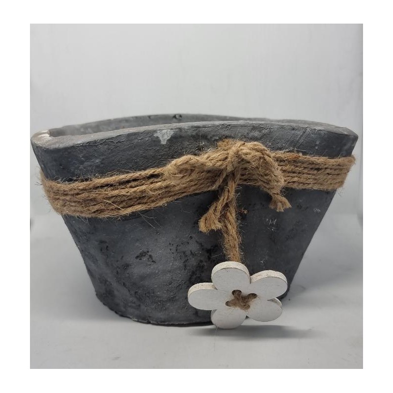 POT CERAMIQUE RECTANGULAIRE GRIS L _ VT