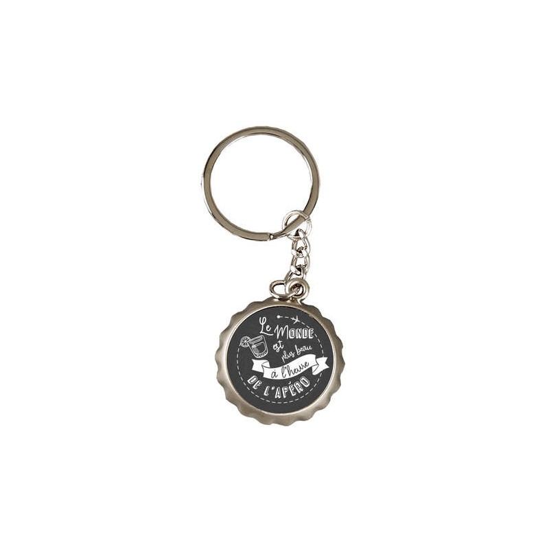 PORTE CLE Décapsuleur IVO "Le monde est plus beau ..." 3.8cm