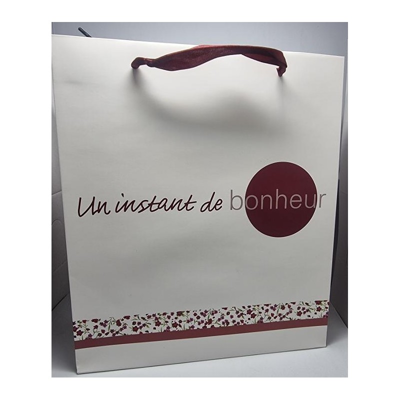 SAC CADEAUX Instant Bonheur Blanc / Bordeau T Grand Model