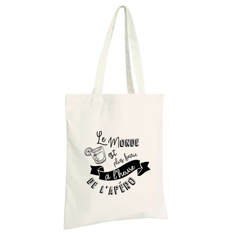 Sac tote bag "Le monde est plus beau à l'heure de l'Apéro"