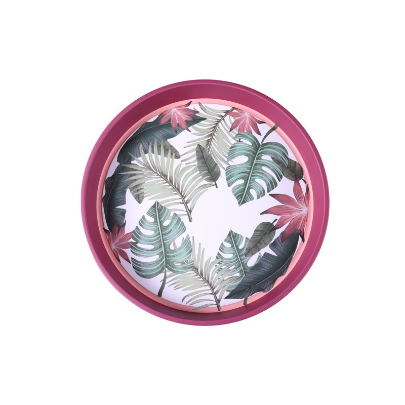 PLATEAU VIGGO métal rond Exotique / blanc