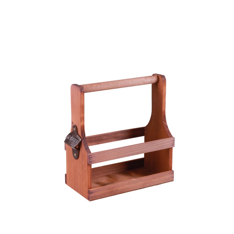 PANIER CALYPSO BOIS TEINTE NOYER 8 BIERES 33CL DECAPSULEUR