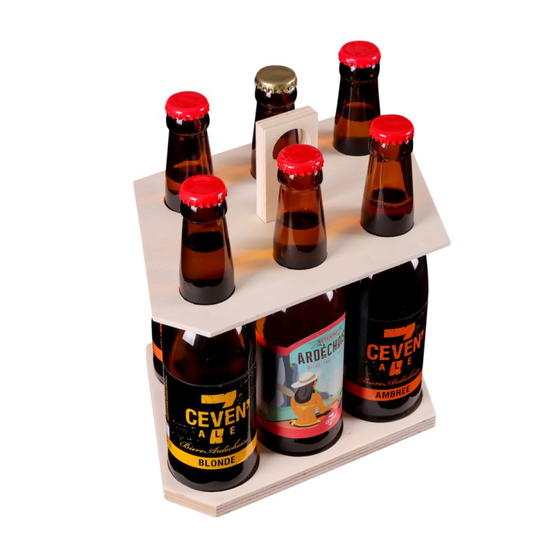 SUPPORT BOIS naturel Teddy - 6 bières 33cl