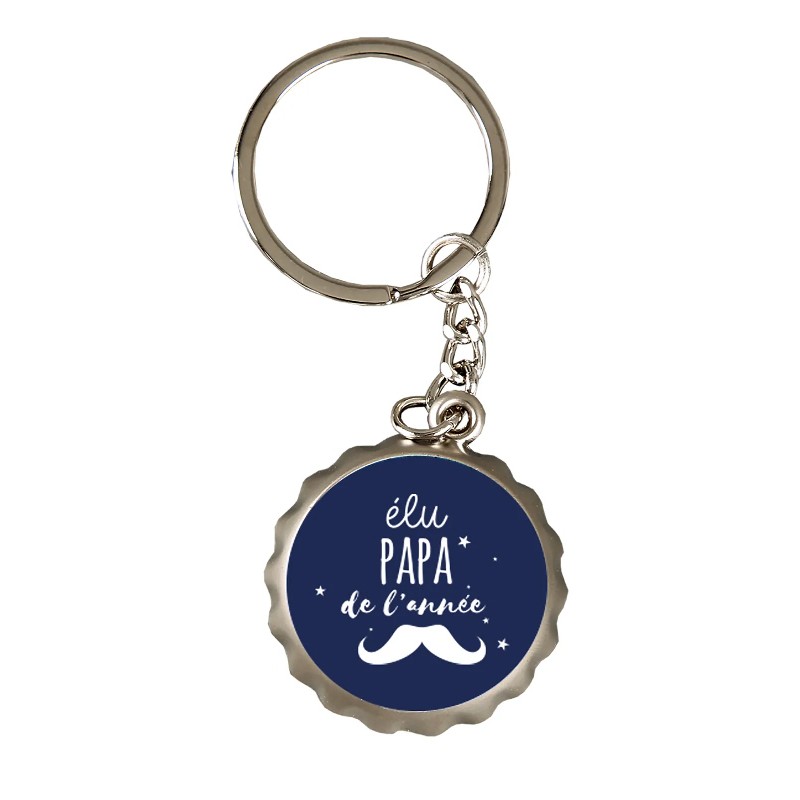 PORTE CLE Décapsuleur IVO métal " Elu Papa de l'Année."