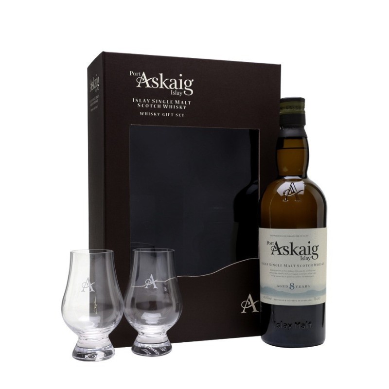 PORT ASKAIG 8 ANS 70CL 46° COFFRET +2V