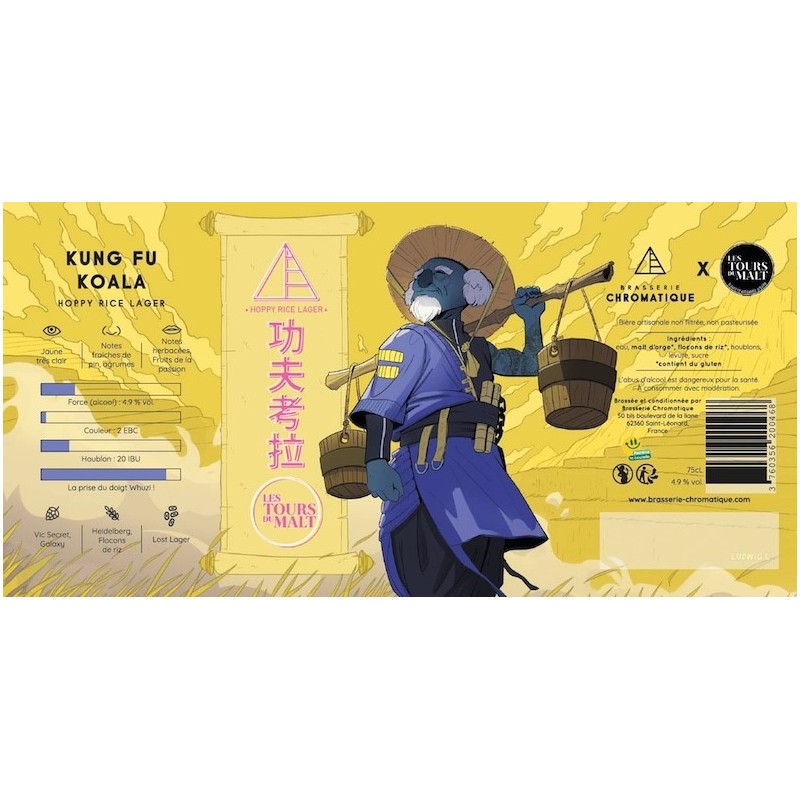 KUNG FU KOALA Bière Blonde Hoppy Rice Lager 4.9° _ 75cl/VP
