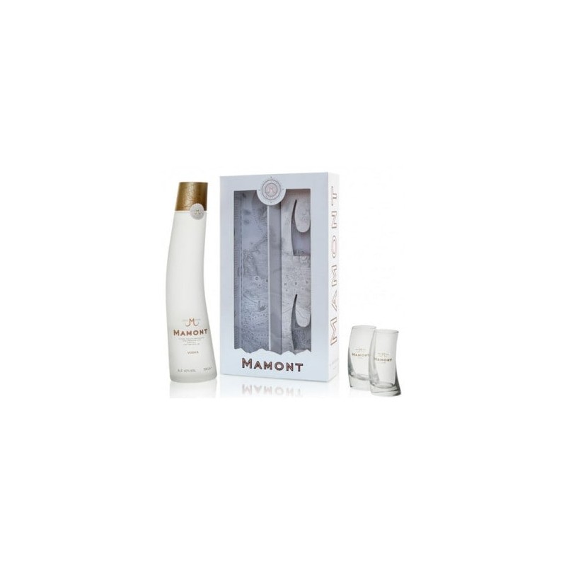 MAMONT VODKA RUSSIE 70CL/40° COFFRET + 2 VERRES