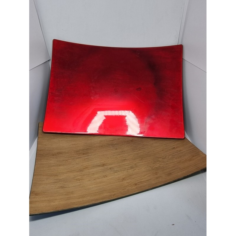 PLATEAU Rectangulaire Rouge ou imitation BOIS (25cm / 35cm)