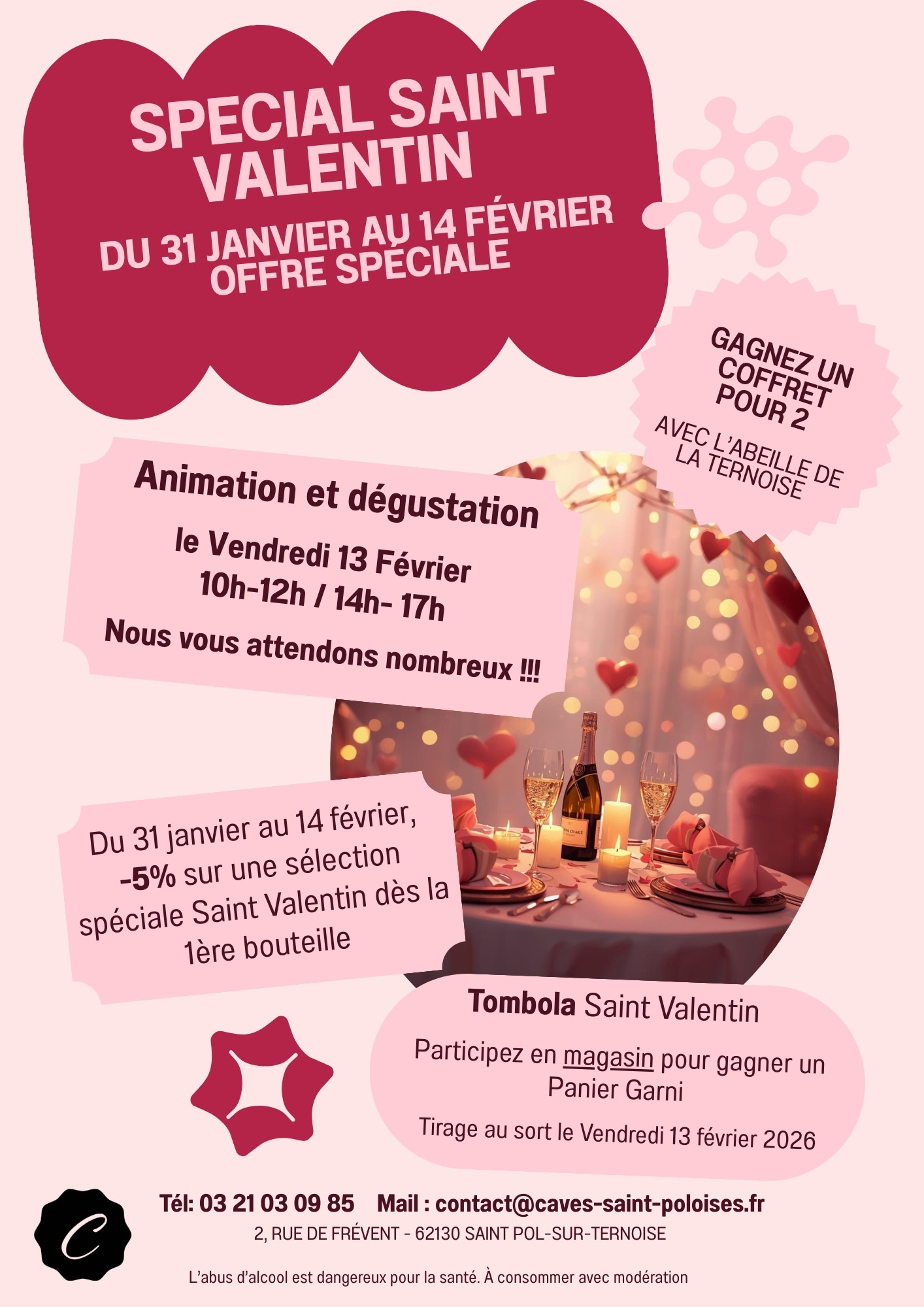 Spécial Saint-Valentin : Découvrez notre sélection de vins, champagnes et cadeaux romantiques